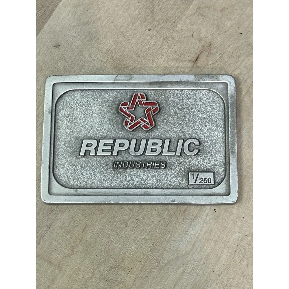 Vintage Republic Industries Metal Desk Paperweight Plaque Limited 1/250 Logo‎